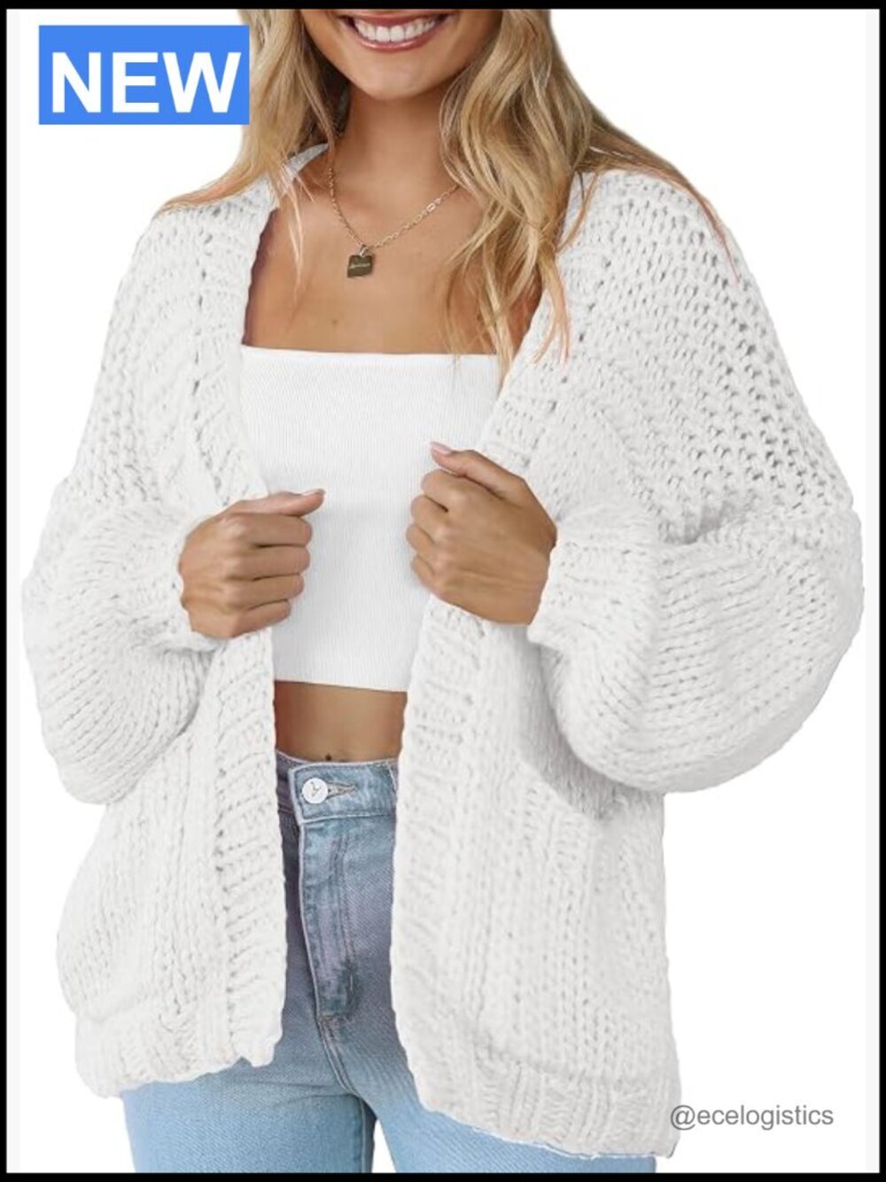 Women's Knit Cardigan Sweater Long Sleeve Open Front with Pockets Lightweight